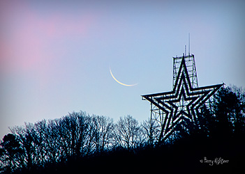 Waning Crescent Moon Rise By Roanoke Star by Terry Aldhizer
